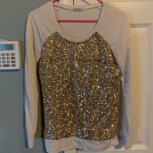 Gold and cream sequin sweater